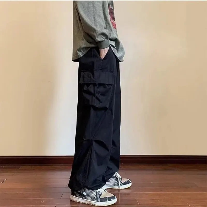2025 New Men's Overalls Multi-Pocket American Hiphop Pants Men's Ins High Street Spring And Autumn Bunched Foot Assault Pants