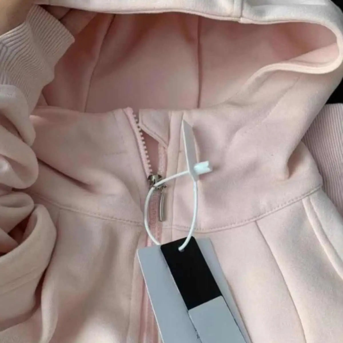 Pink Hooded Open Cardigan Women's Spring Autumn High-End Feeling Korean Sle Long Sve Polyester Fiber Single Piece