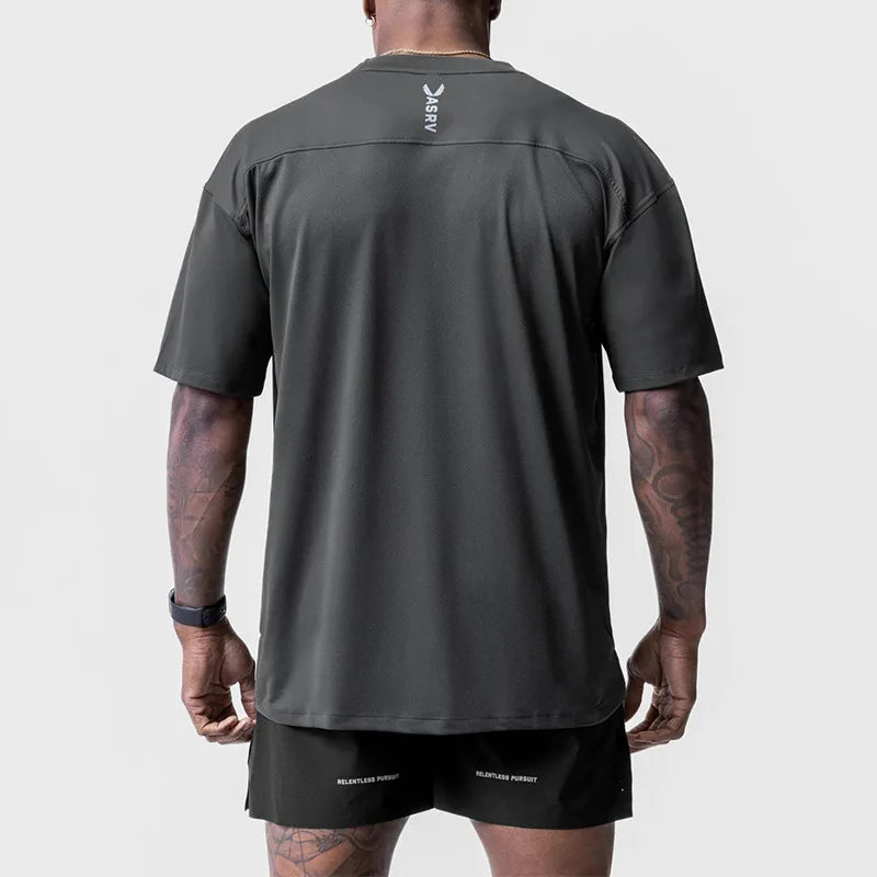 Men's Summer Casual Loose Oversized T-shirt O-Neck Short Sleeve Tee Male Quick Dry Breathable Gym Fitness Undershirt Clothing