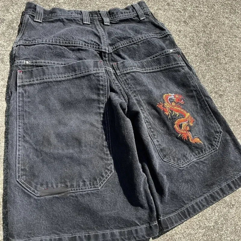 Y2K Baggy Shorts Gothic American Pocket printing Denim Gym Shorts 2000s vintage Streetwear Hip Hop Men Women Basketball Shorts