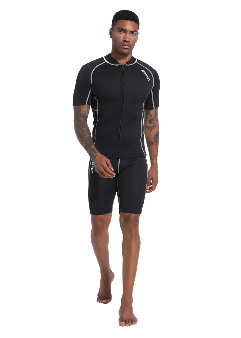 1.5MM/3MM CRSC Neoprene wetsuit Men Split Short Sleeve Shorts Diving Surfing Suit Women's Sun Protection Warm Swimming Suit