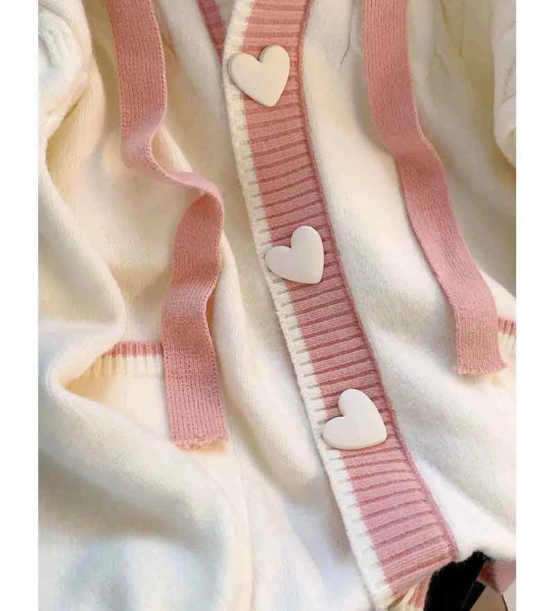 Jmprs Cute Sweet Cardigan Sweaters Women Lazy Wind White Knitted Coats Long Sleeve Loose Female Japan Kawaii Elegant Hooded Tops