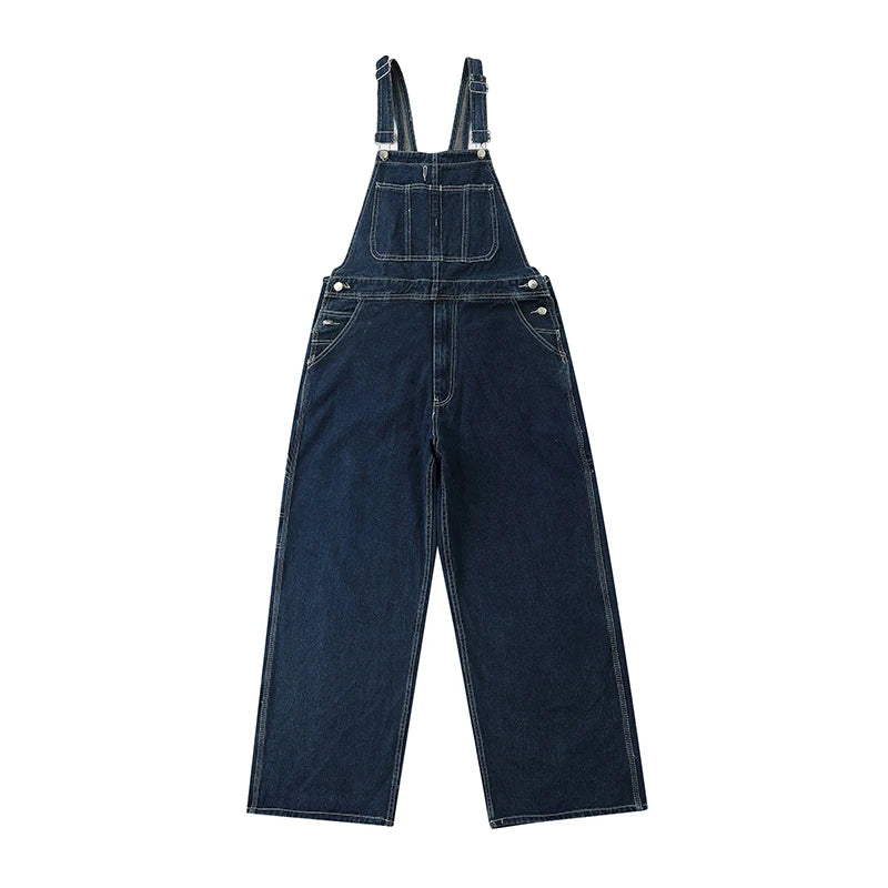 Retro American Design Denim Overalls Straight Loose Workwear Pants ex Couple Ameika Straight Leg Jeans Youth Trend