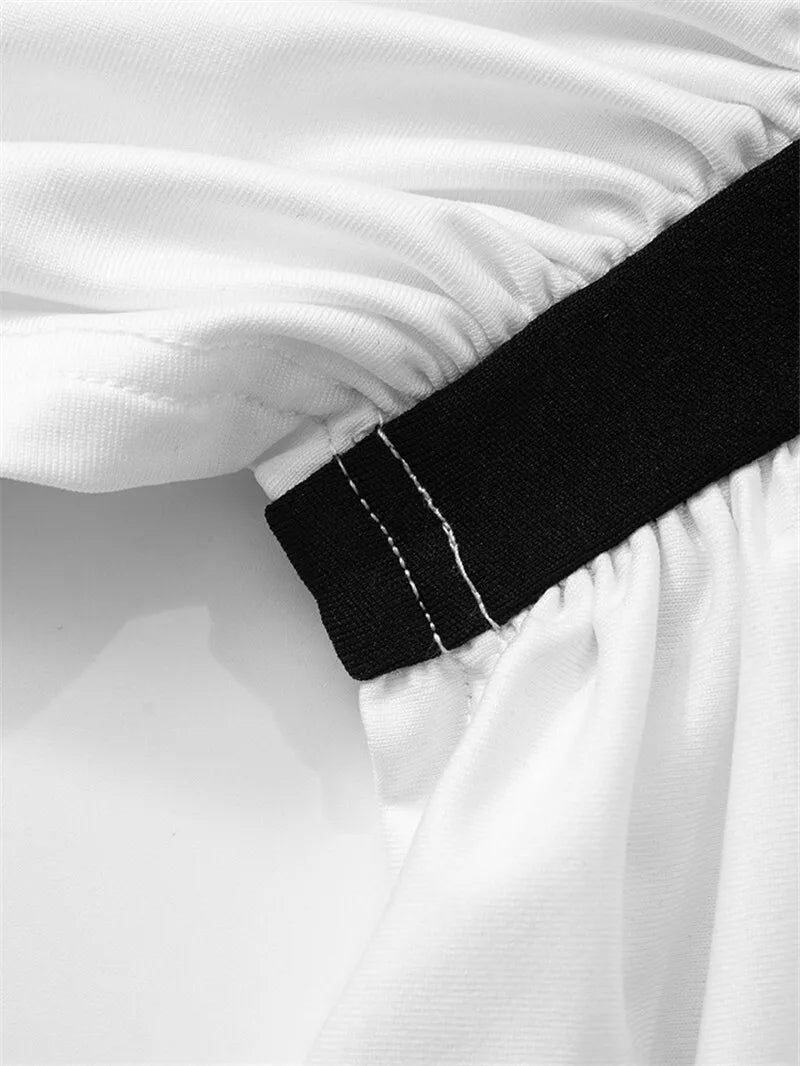 Mozision Patchwork Halter Backless Sexy Midi Dress Women Gown Elegant Fashion Contrast Color Sleeveless Pleated Long Dress