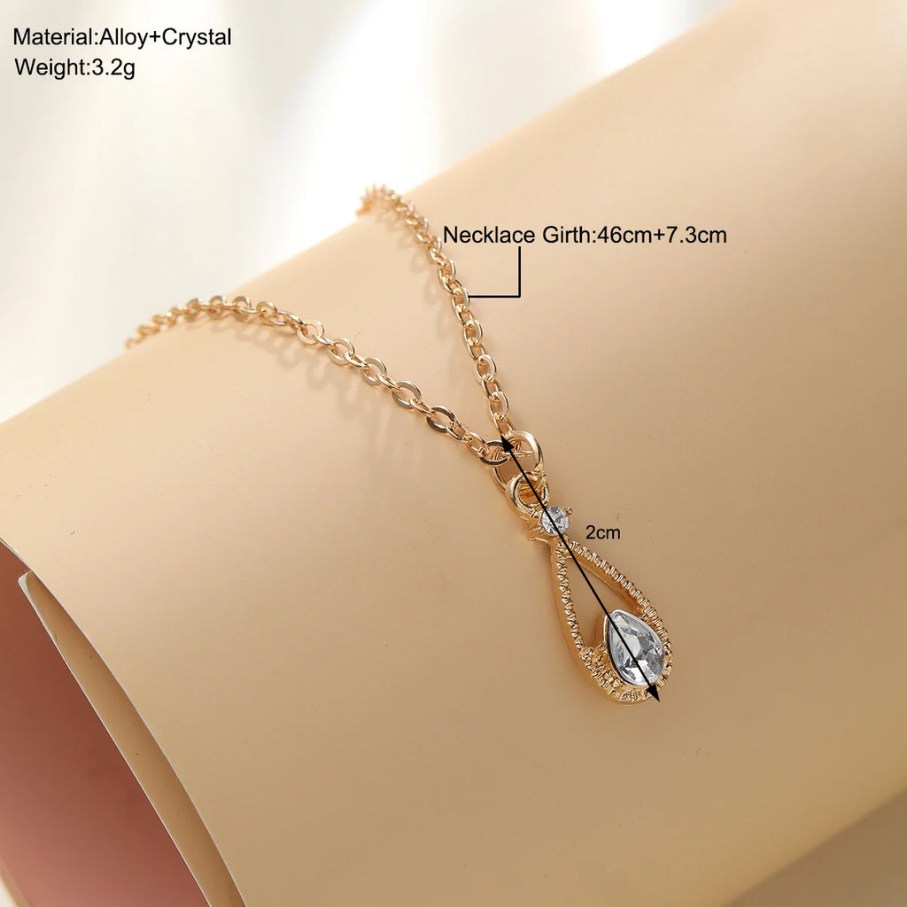 French Micro-inlaid Zircon Water Drop Temperament Super Immortal Necklace Girl Student Clavicle Chain Girl Ins Cold Breeze