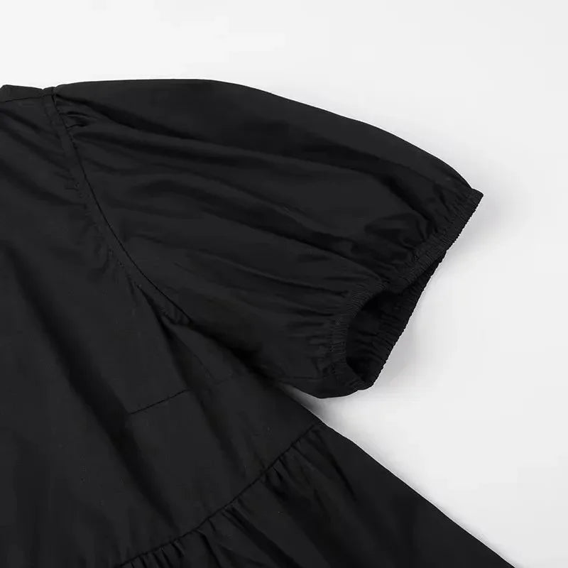 TRAF Ruffle Blouses Woman 2024 Puff Sleeve Shirts and Blouses for Women White Black Ruched Crop Top Female Ruched Women's Blouse