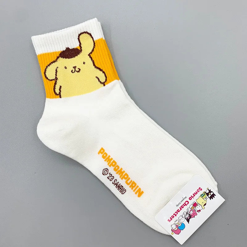 Kawaii Socks Anime KT Kuromi Autumn Winter Sweet In The Tube Cartoon Socks Cute Girls Cotton Warm Sock