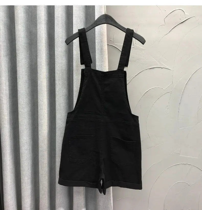 Denim Rompers Women Summer Baggy Solid Wide-leg Harajuku Students Stylish Empire Korean Style Pure Colors Female Sweet Playsuit