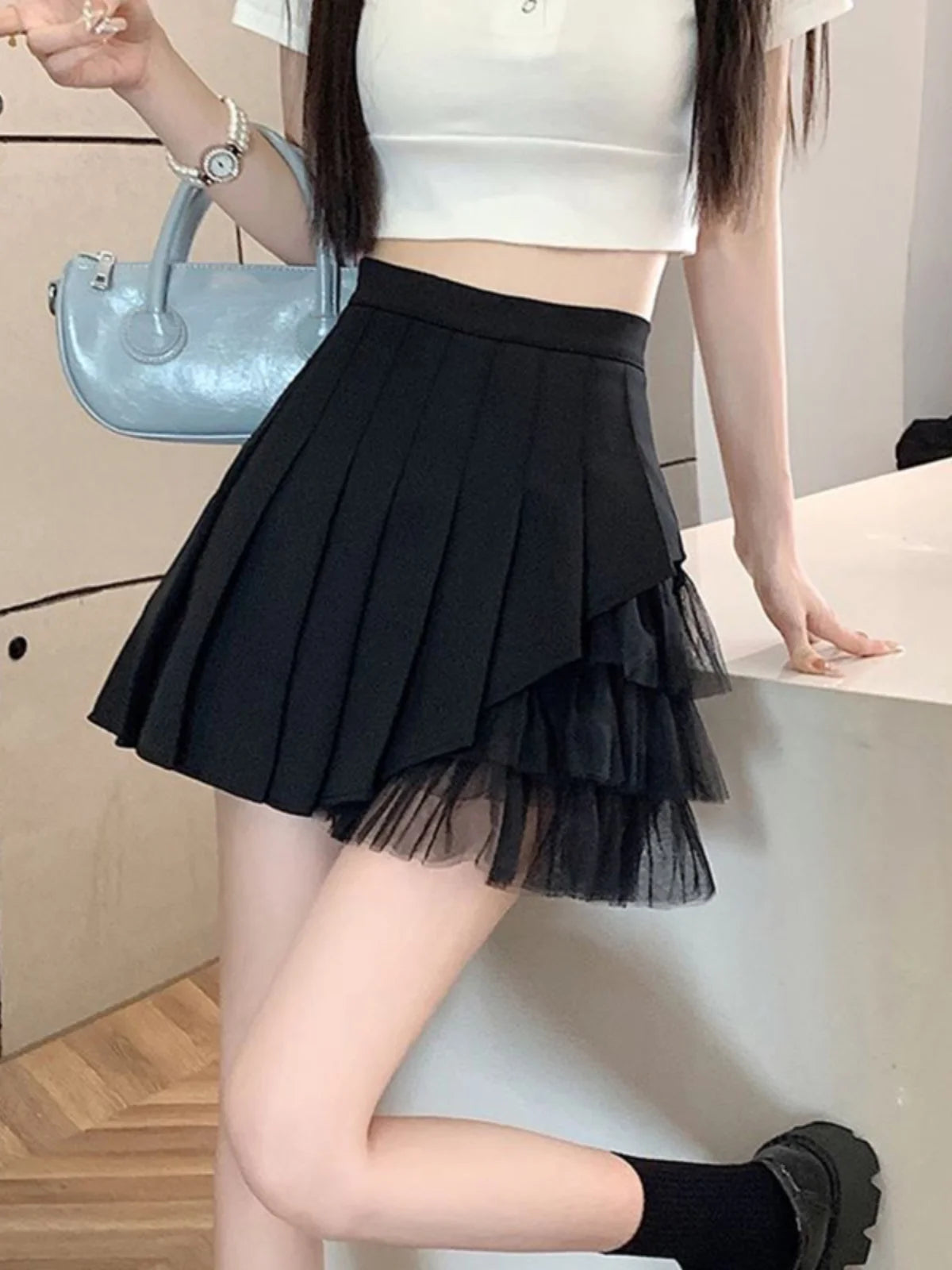 Slimming A-Line  Skirt for ort Women High Waist Pleated Tulle f Body Skirts Commute Sle Summer Collection