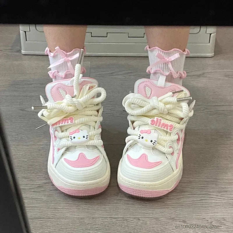Sanrio Hello Kitty Luxury Design Plate Shoes Y2k Girl Cartoon Korean Style Aesthetic Cute Shoes Women Fashion Casual Sneakers
