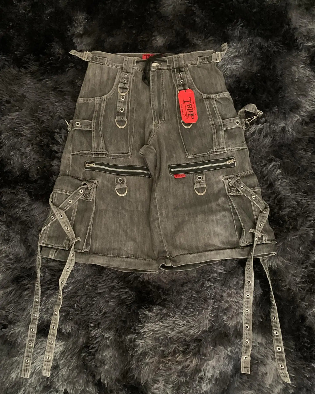 Punk Retro Trendy Strap Jeans Y2k Men Women Hip Hop Multi Pocket Baggy Denim Pants Fashion Patchwork Cargo Trouser Streetwear