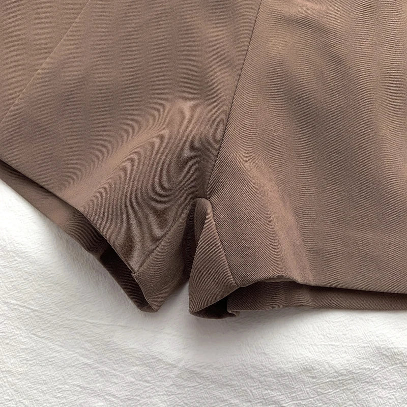 ITOOLIN Casual Women's Shorts A-line High Waist Short Chic Office Lady Shorts With Belted Vintage Female Trousers Spring Summer