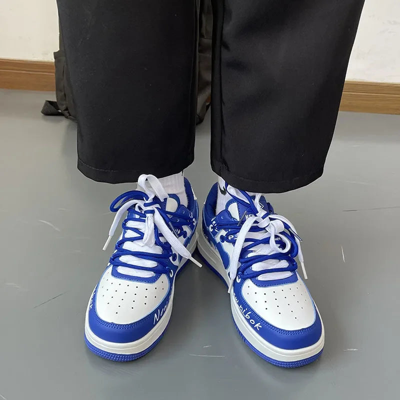 Women's Low-Top Breathable Trendy Shoes 2023 New Style Couple Casual Shoes PU Leather Rubber Bottom Comfortable Sneakers