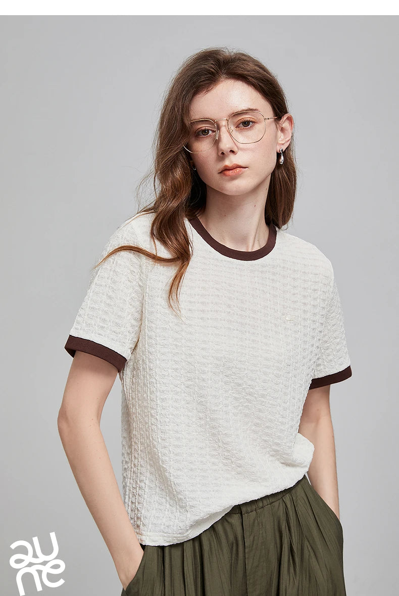 TOYOUTH Women Short Sleeve T shirt 2025 Spring New Tops 8521006