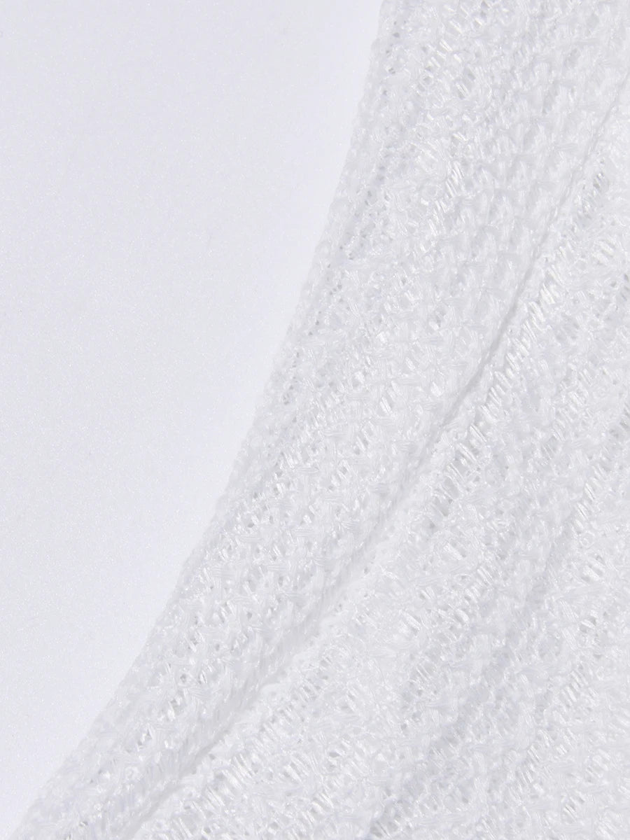 TWOTWINSTYLE Solid Hollow Out Slimming Dresses for Women O Neck Long Sleeve High Waist Temperament Dress Female Fashion