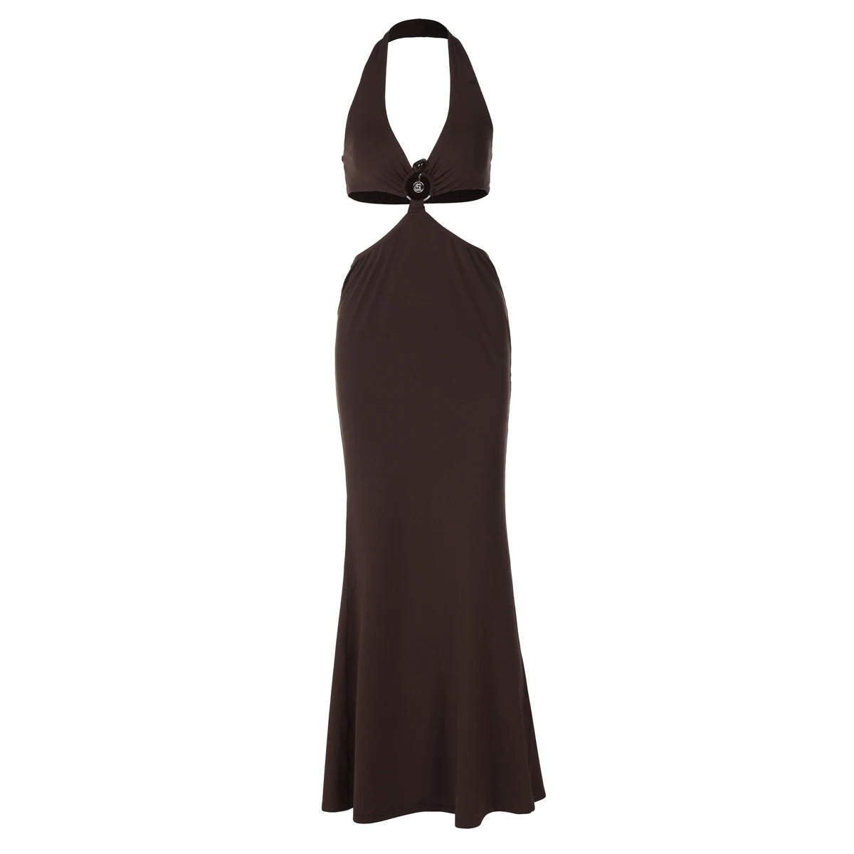 Hugcitar Women'S Fashion Halter Solid Hollow Out Backless Sexy Slit Maxi Dress 2025 Summer Clothes Beach Vacation Y2K Wholesale