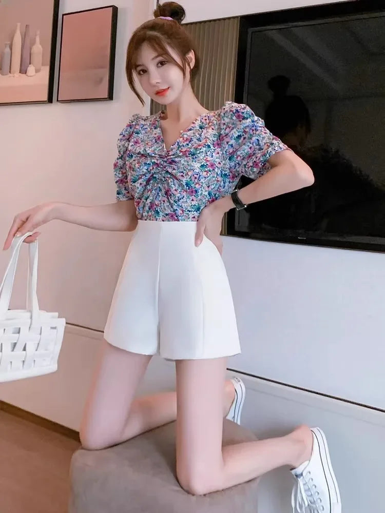 Korean Style High-waisted Slimming Women's Shorts Petite Spring Loose-fit 2024 New A- line Sexy Hot Pants Outer Wear