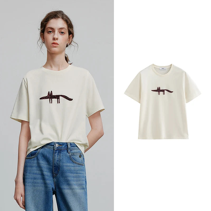 TOYOUTH Women Short Sleeve T shirt 2025 Spring New Tops 8521035