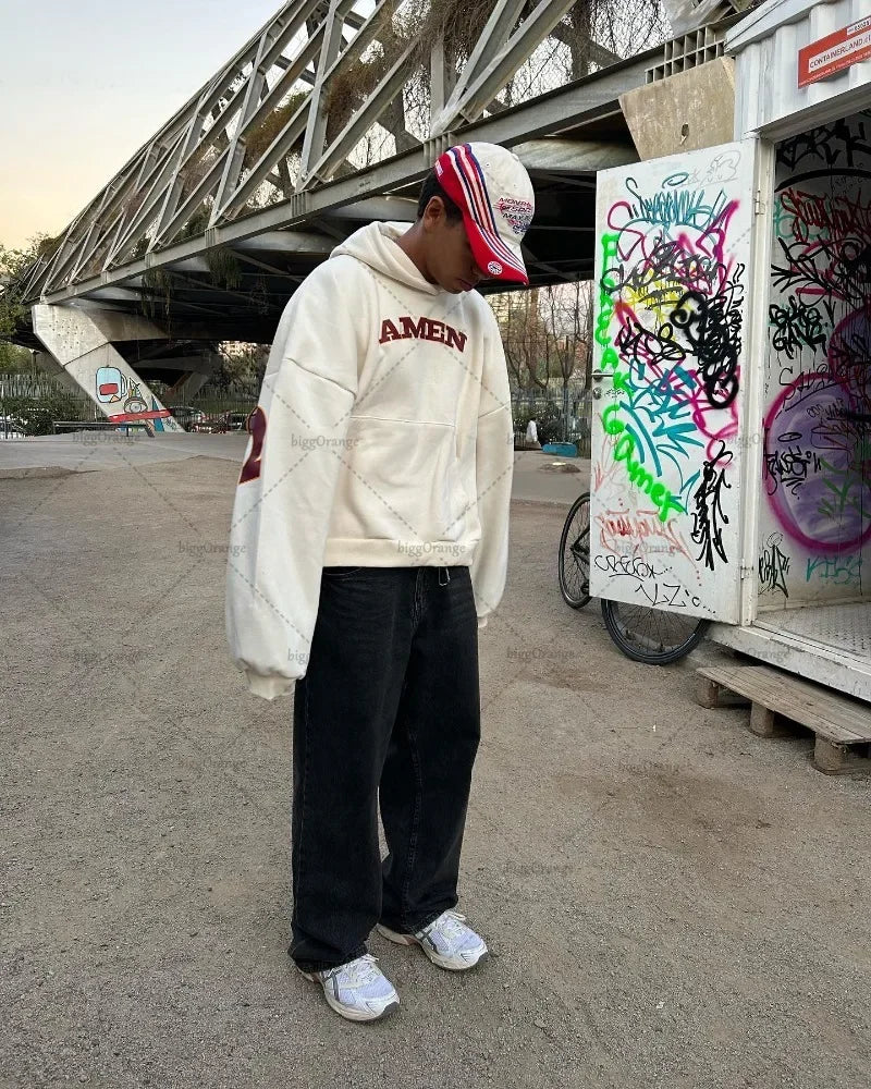 American Personalized Letter Print Loose Fashion Hoodie Women Y2K gothic Retro Harajuku Casual Versatile Oversized SweatshirtMen