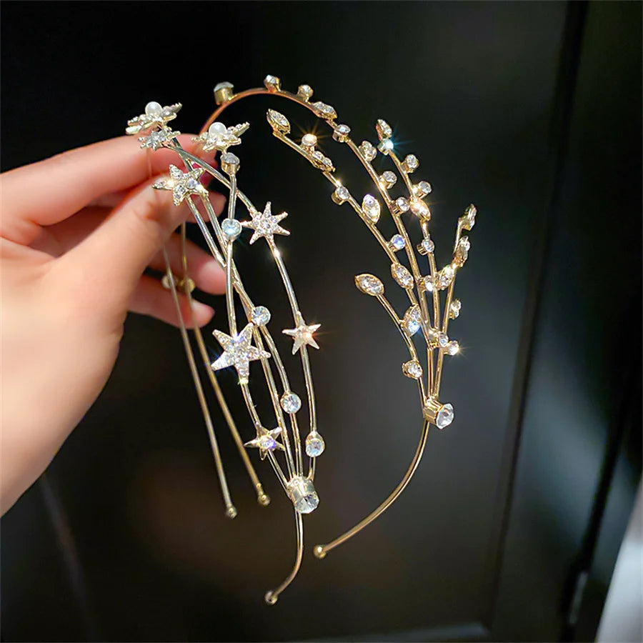New style stylish personalized multi-layer metal star moon crystal headband ladies bride bridesmaid girls jewelry headdress gift