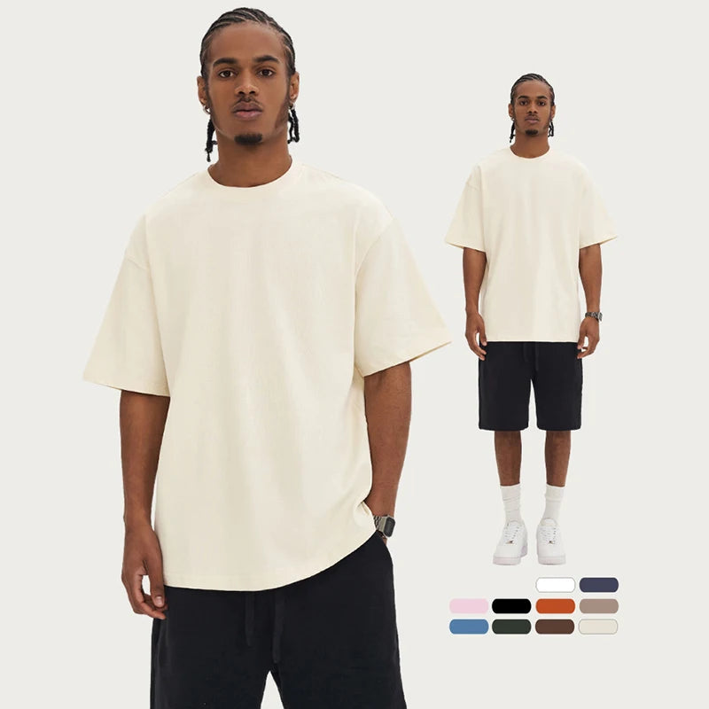 Oversized T Shirt for Men Women 280gsm Heavy Cotton Shirts Summer O-neck Oversize Tees Solid Casual Streetwear Fashion Clothing