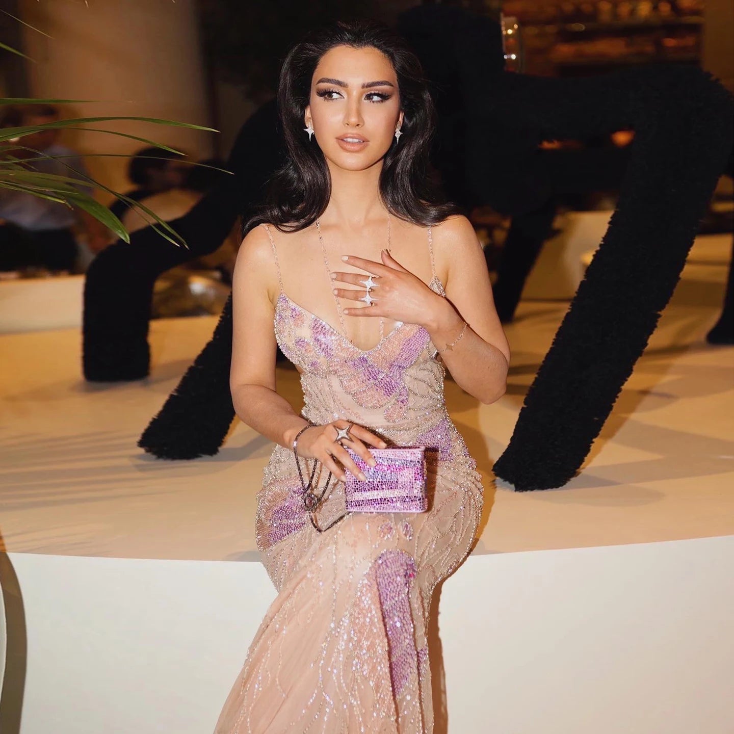 Sharon Said Luxury Mermaid Pink Evening Dresses with Feathers Scarf Straps Dubai Women Blue Wedding Prom Gowns SS478 Customized