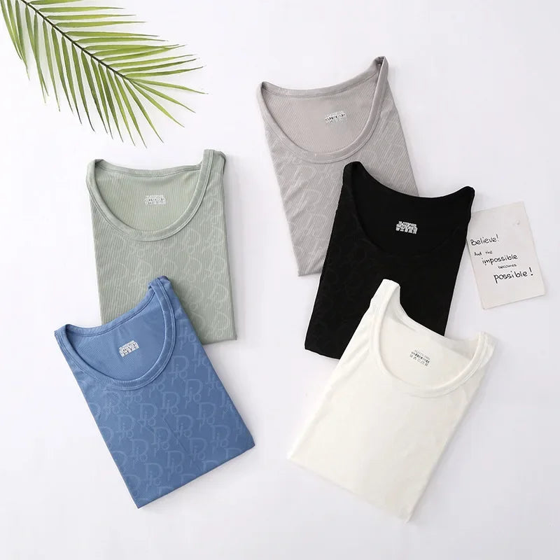 Summer Men's Ice Silk Pajamas Short Sleeves Printed Suit Home Clothes Five-Minute Pants Lightweight Comfortable Sleepwear