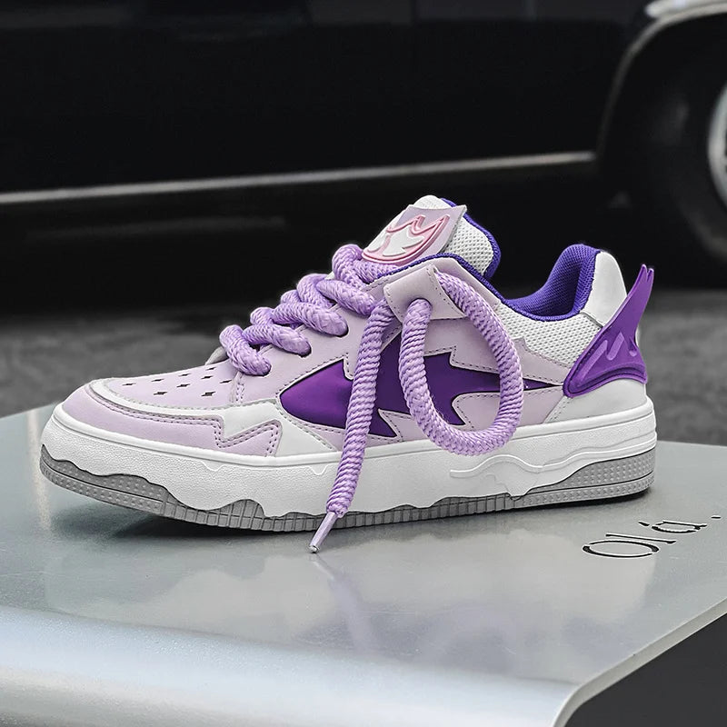 2024 Fashion Purple Mens Skateboard Shoes Streetwear Sneakers Spring Low top Board Sneakers Man Unisex Trend Shoes basket homme
