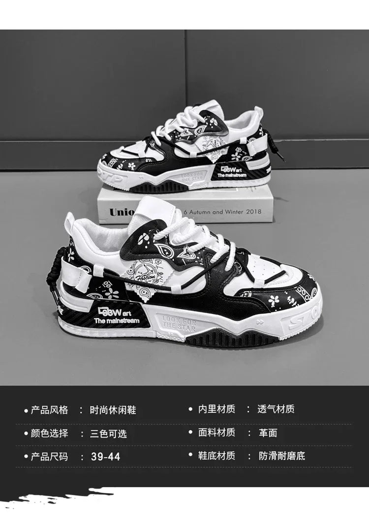 2025 New Summer Men's Shoes Original Casual Flat Shoes Sport Thick Bottom Increased Height Bread Trendy Shoes Skateboard sneaker