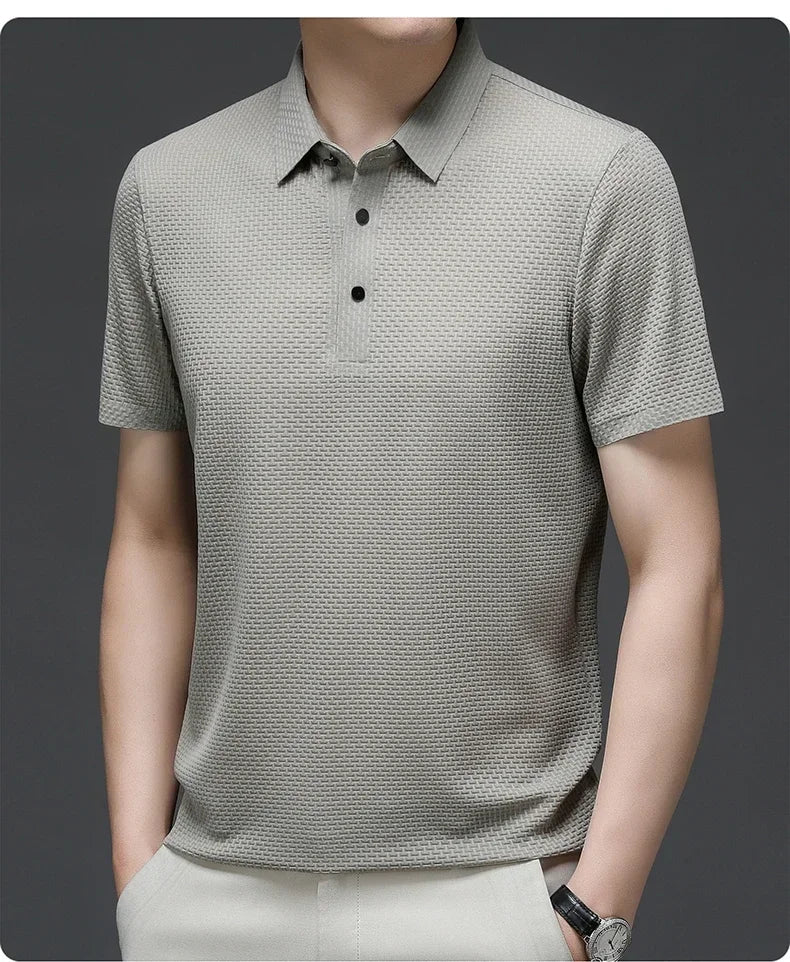 Brand Clothes Summer New Men's Short Sleeve T-shirt Ice Silk Cool and Breathable POLO Shirt Business Casual Sweat-absorbing Top