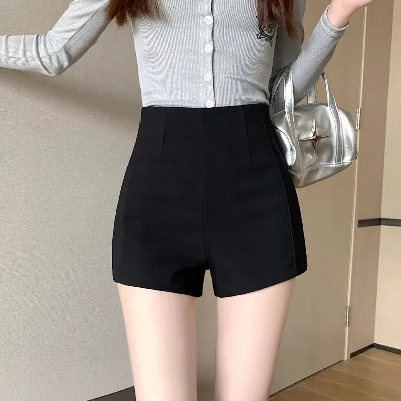 Women's High-waisted Petite Black Outer Wear Shorts 2024 Summer New Style Lost Underwear Cheeky Curvy Hot Pants