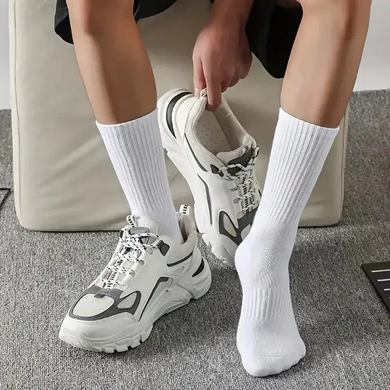 2/6/10/20 Pairs Neutral Striped Round Neck Socks Spring Summer Sweat Absorbing Breathable Solid Color Couple Sports Leisure Sock