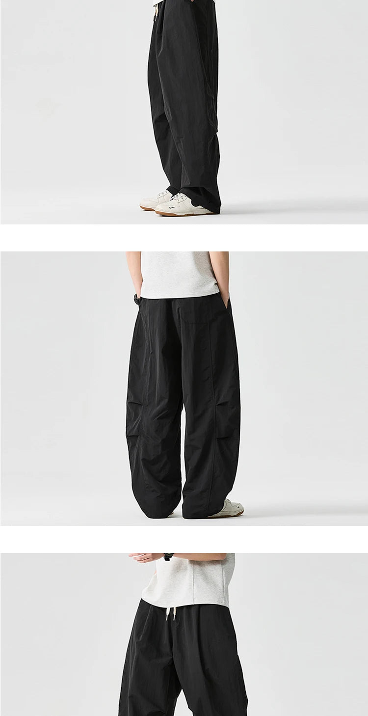 Wide Leg Pants Men and Women 2025 New Light Thin Solid Casual Harun Pants Elastic Waist Loose Oversize Fashion Trendy Streetwear