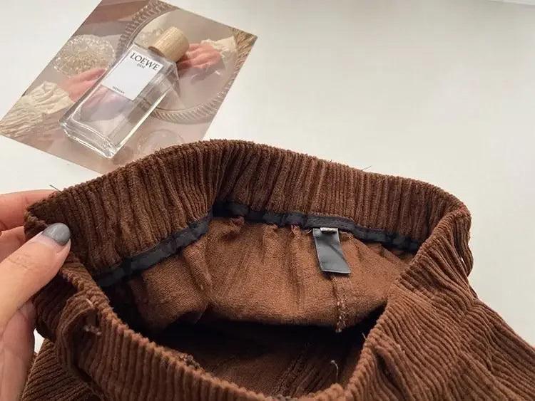 Vintage High Waist Corduroy Pants Women Spring Fall Straight Causal Full Length Trousers Korean Fashion Baggy All Match Pant New