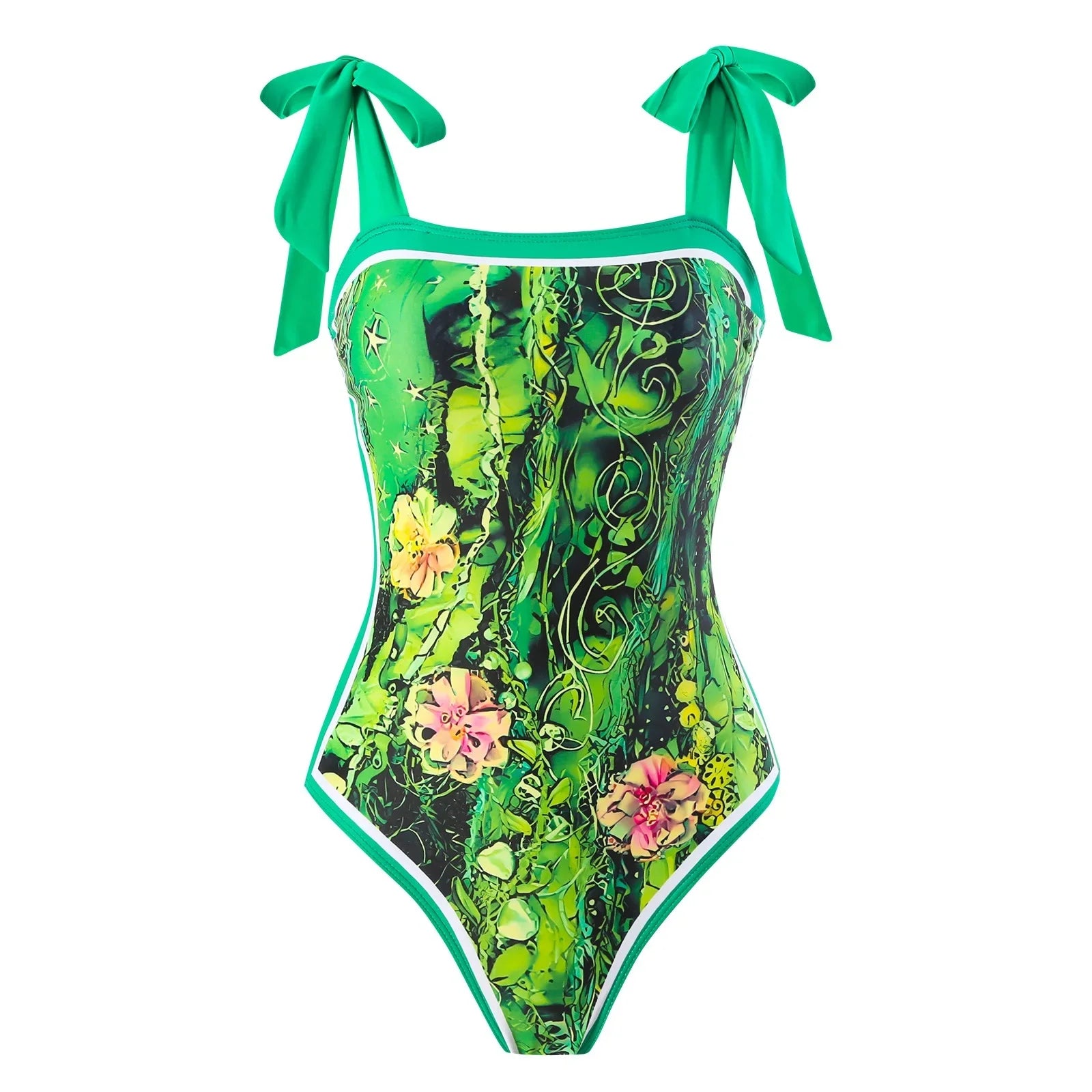 Retro One-Piece Swimsuit Set for Women with Chiffon Skirt Conservative Sexy Swimwear New 2025 Cross-Border AE Stock