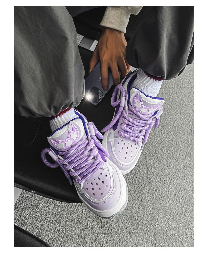 2024 Fashion Purple Mens Skateboard Shoes Streetwear Sneakers Spring Low top Board Sneakers Man Unisex Trend Shoes basket homme