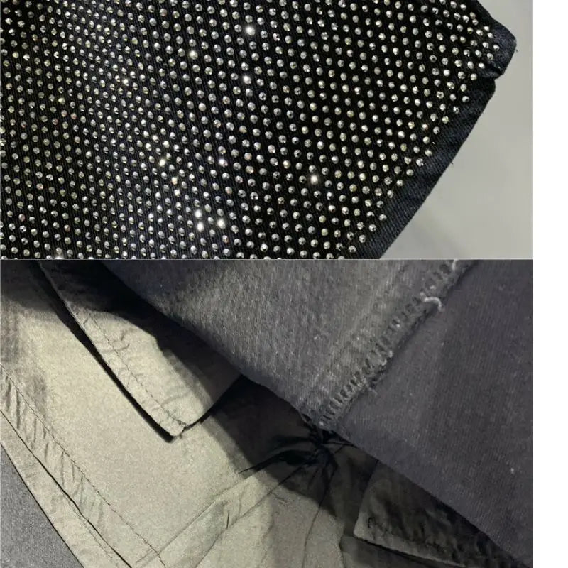 Heavy Industry Hot Drilling High-End Denim Skirt 2024 Spring And Summer New High Waist Pink Sexy A-Word Skirt