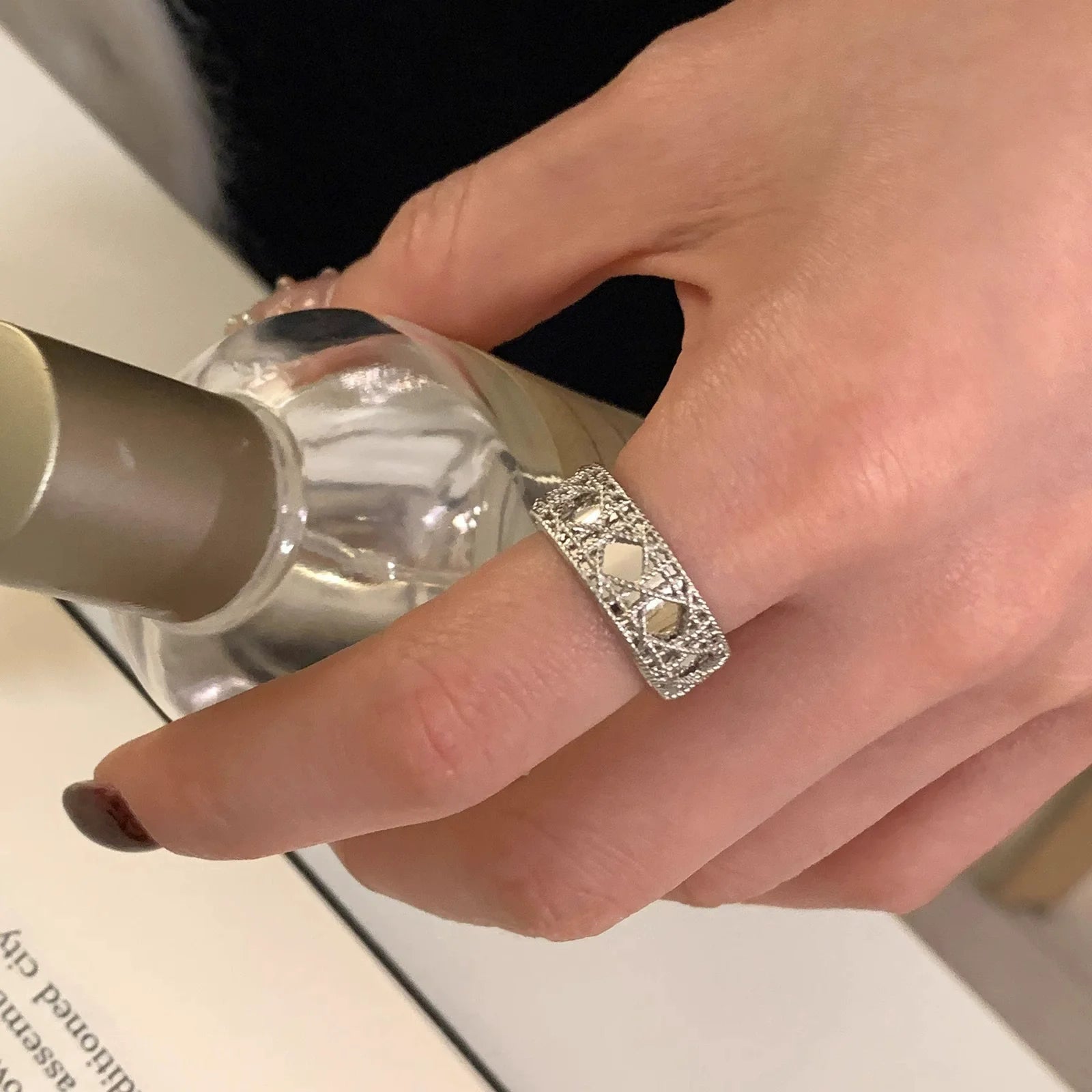 VENTFILLE 925 Sterling Silver Irregular Ring for Women Geometry Versatile Minimalism  Accessories Jewelry Gift Dropshipping