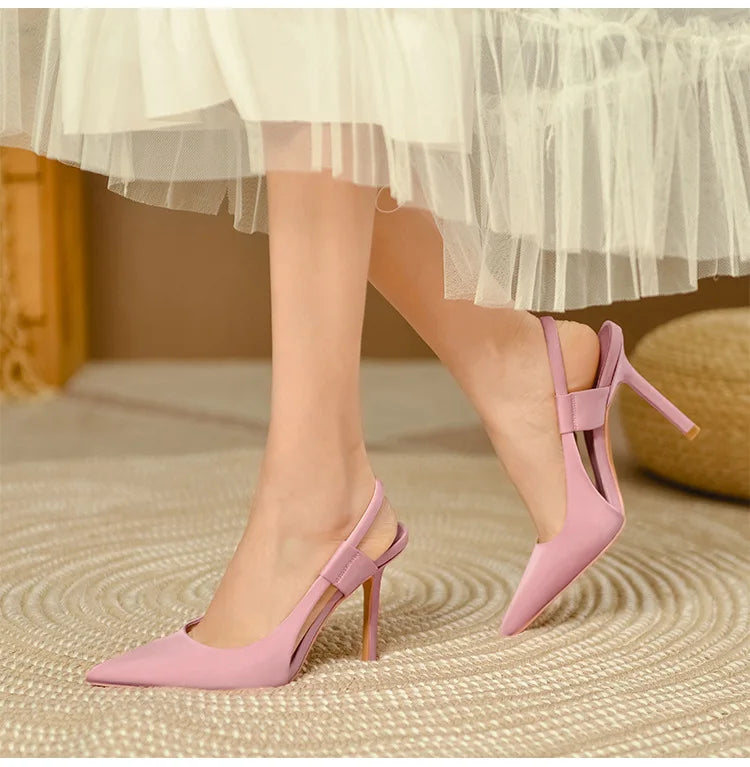 Luxury 2024 Pink Pointed High Heels Women's Slender High Heels Elegant New French Style Headed High Quality Summer Sandals