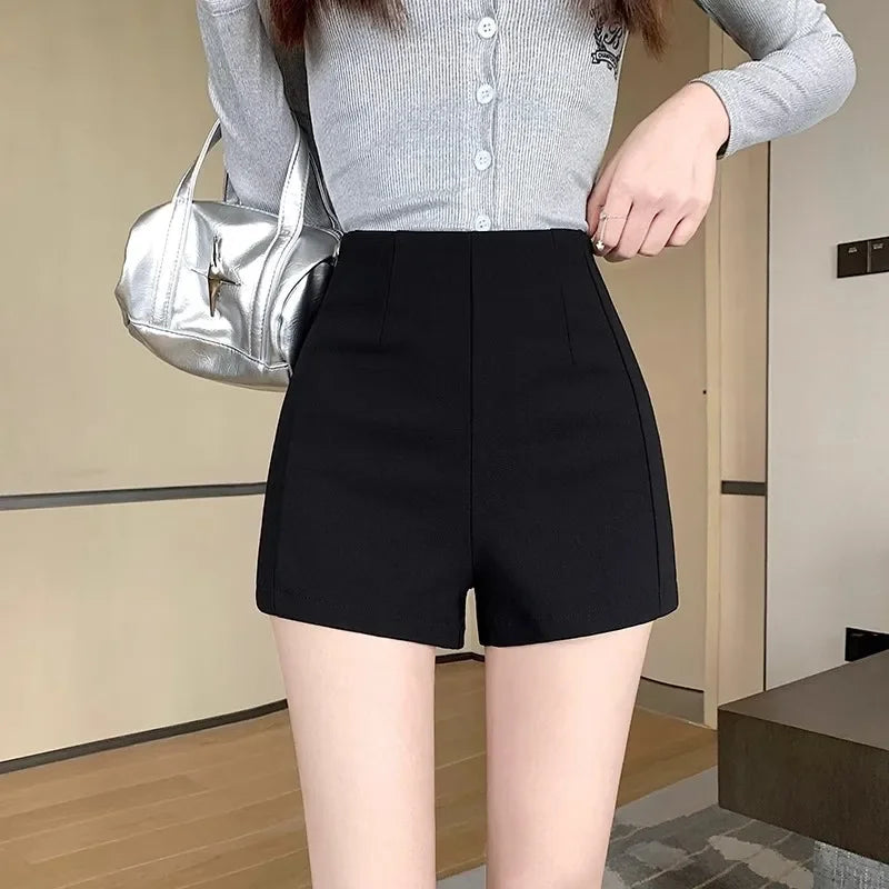 Women's High-waisted Petite Black Outer Wear Shorts 2024 Summer New Style Lost Underwear Cheeky Curvy Hot Pants