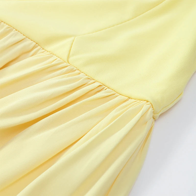 Butter Yellow Scarf Neck Split Long Dress Women Elegant Strapless Slim Fit High Waist Vestidos 2025 Lady Evening Party Gowns New