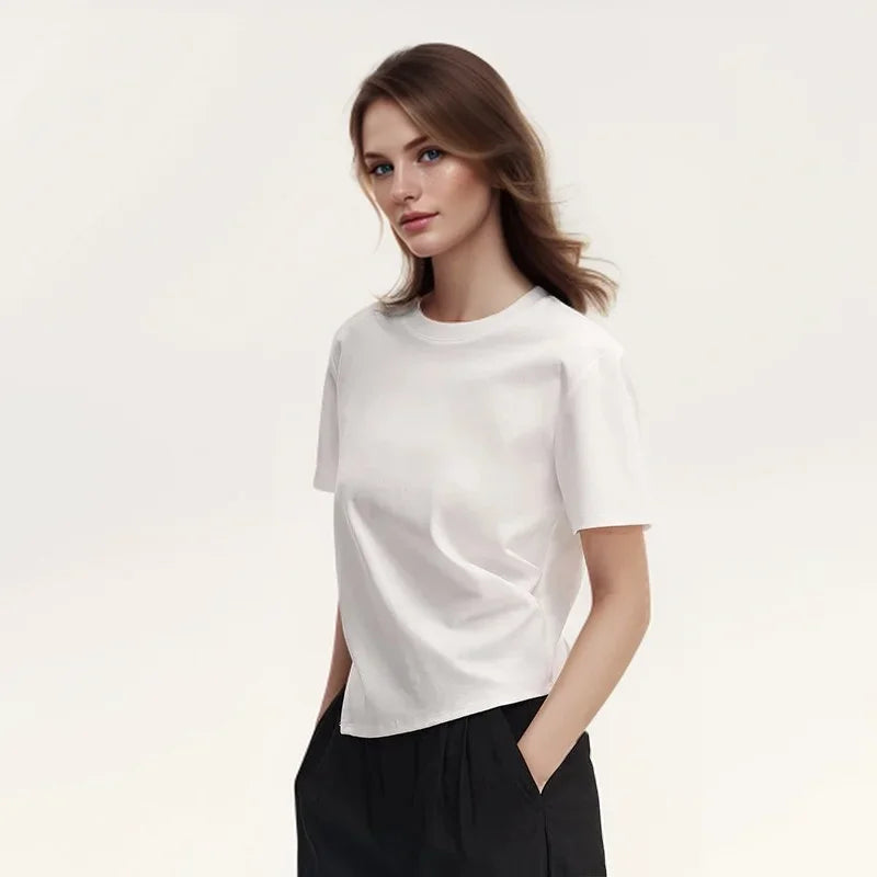 Semir Short-Sleeved T-Shirt For Women Short And Slimming With A Small Surprise New In 2024 Summer Pure Cotton Top