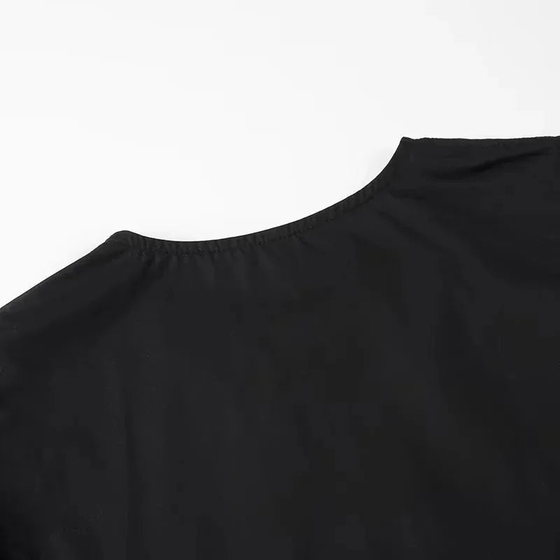 TRAF Ruffle Blouses Woman 2024 Puff Sleeve Shirts and Blouses for Women White Black Ruched Crop Top Female Ruched Women's Blouse