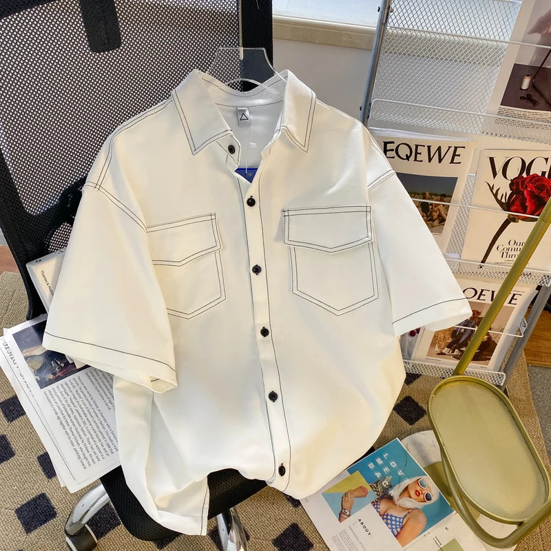 Summer Thin Casual Men's ort Sve irt Trendy Brand Youthful Design Loose Fit Teenager Apparel Lightweight Faionable