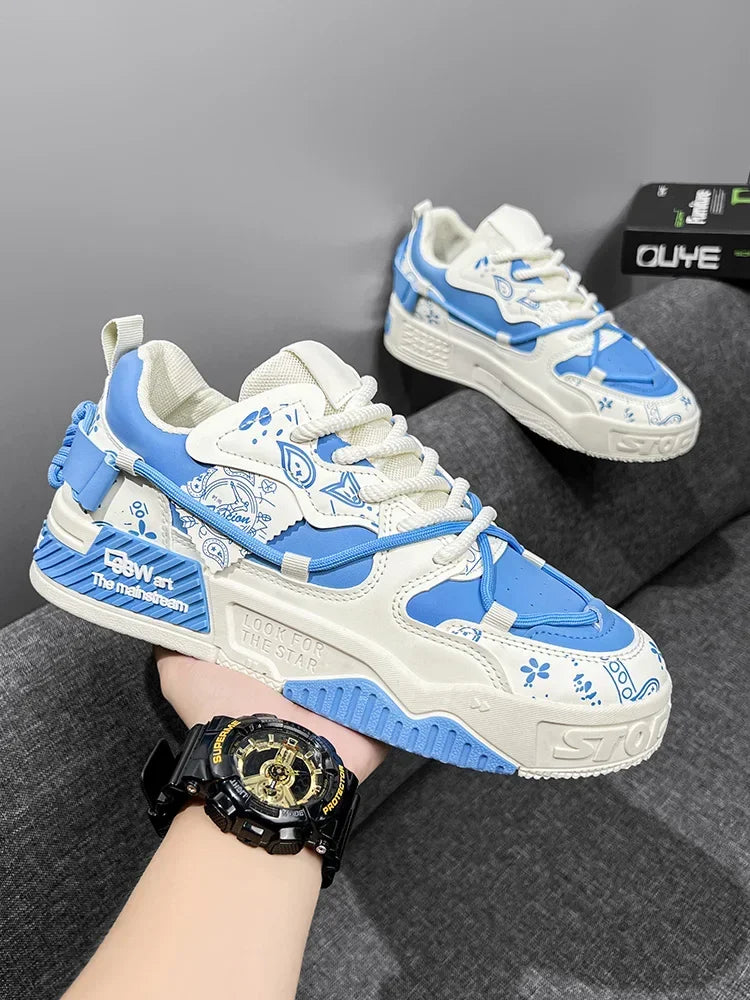 2025 New Summer Men's Shoes Original Casual Flat Shoes Sport Thick Bottom Increased Height Bread Trendy Shoes Skateboard sneaker