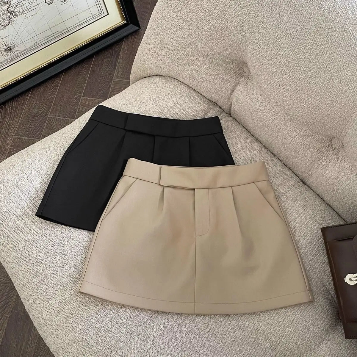 Vintage Skirts Women Fashion Streetwear Casual Skirts Solid Pockets Wrap The Buttocks Sweet Mini 2025 New Spring Summer Skirts