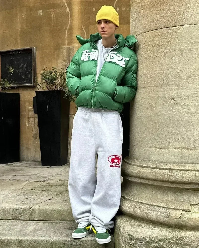 Street wear PROTECT Fashion Letter Embroidery Loose Sweatpants Men's And Women's Y2K Harajuku Hip-Hop Gothic Casual Joker Pants