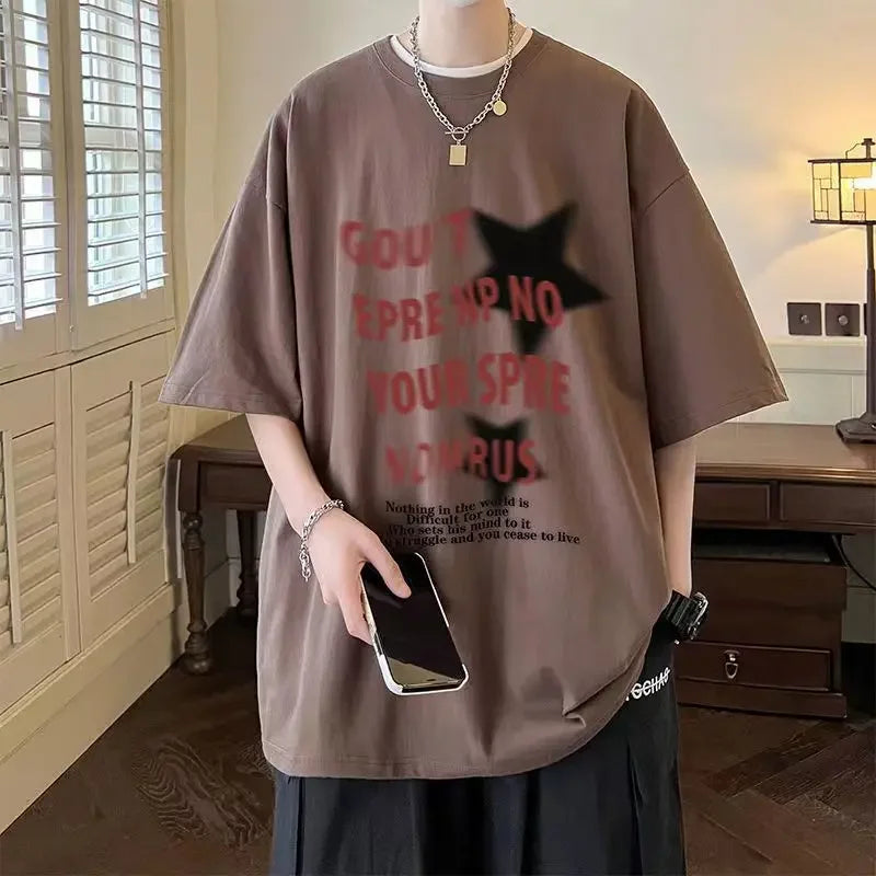 100℅ Cotton O Neck Men's T-shirt Tops Male Tees Shirts Y2k Chic Funny Party Basic Harajuku Wholesale Elastic Stylish Original