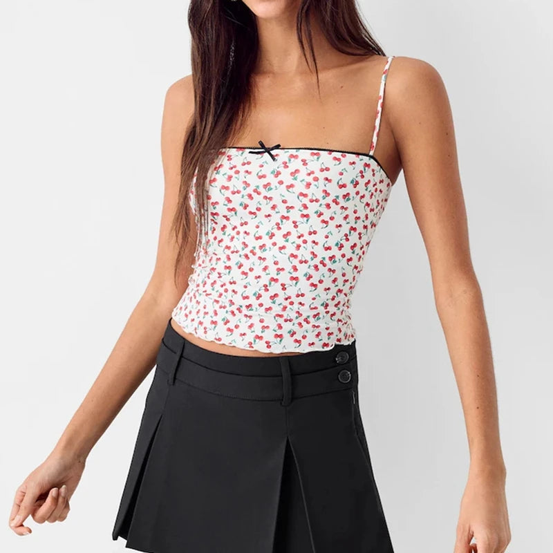 Vintage Leopard Print Square Neck Backless Crop Tops Spaghetti Strap Lounge Vest for Summer Women's Slim Fit Cute Bow Camisole