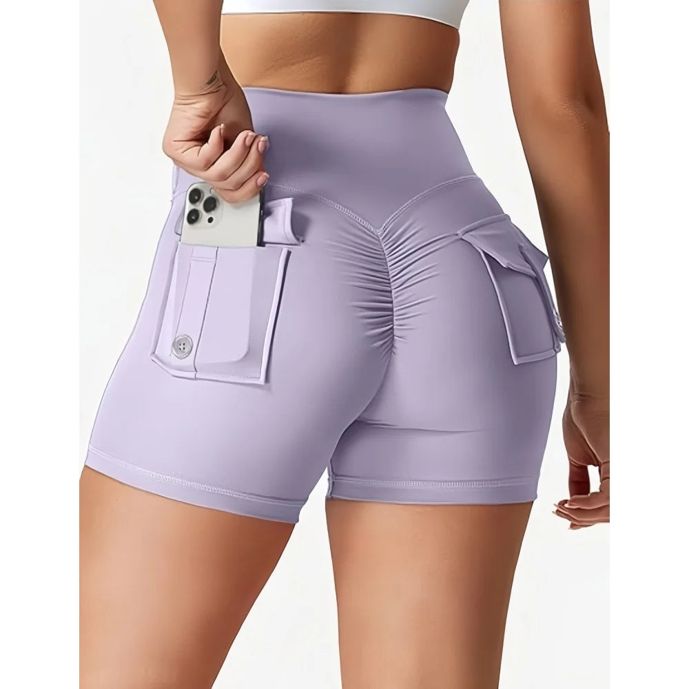 Sexy Scrunch Butt Yoga Shorts for Women  High Waist Booty Lifting Gym Shorts with Pockets  Push Up Fitness Running Sports Shorts